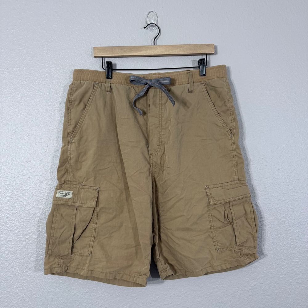 Wrangler Men's Size L Brown Performance Hybrid Drawstring‎ Cargo Shorts 60ASTL1